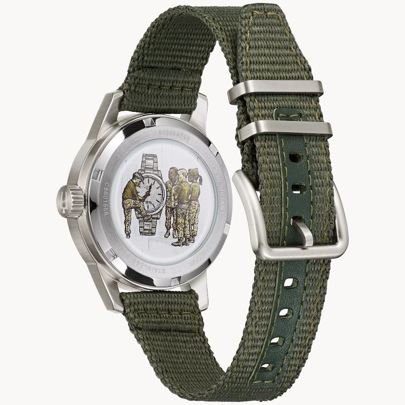 Black Dial Nylon Strap Hack Watch 96A259 Bulova
